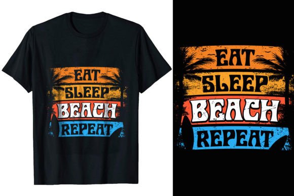 Eat Sleep Beach Summer T-shirt Design Graphics