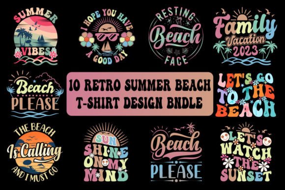 Retro Summer Beach T-shirt Design Bundle