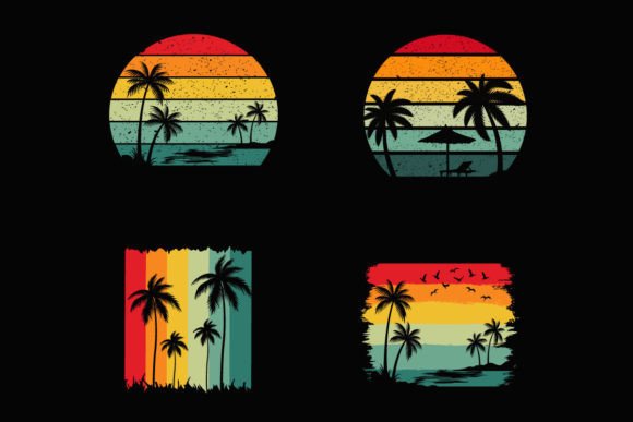 Summer Retro Sunset Beach T-shirt Templ