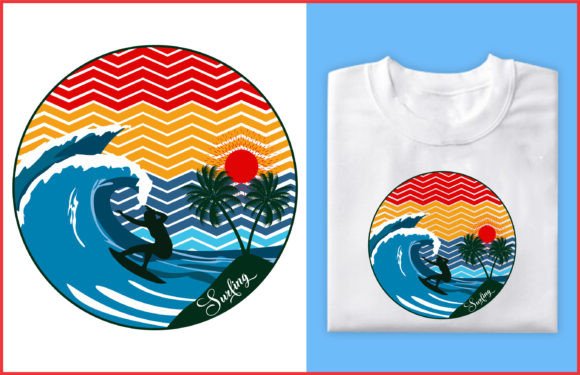 Summer Surfing Beach Vector T-shirt Graphics