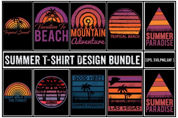 Summer T-Shirt Design Bundle 1: Graphics and Print Templates