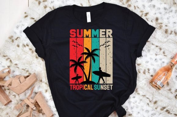 Summer Tropical Sunset T-Shirt Design Graphics