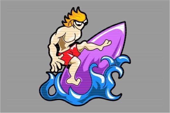 Surf Man Beach T-shirt Logo Summer Graphics
